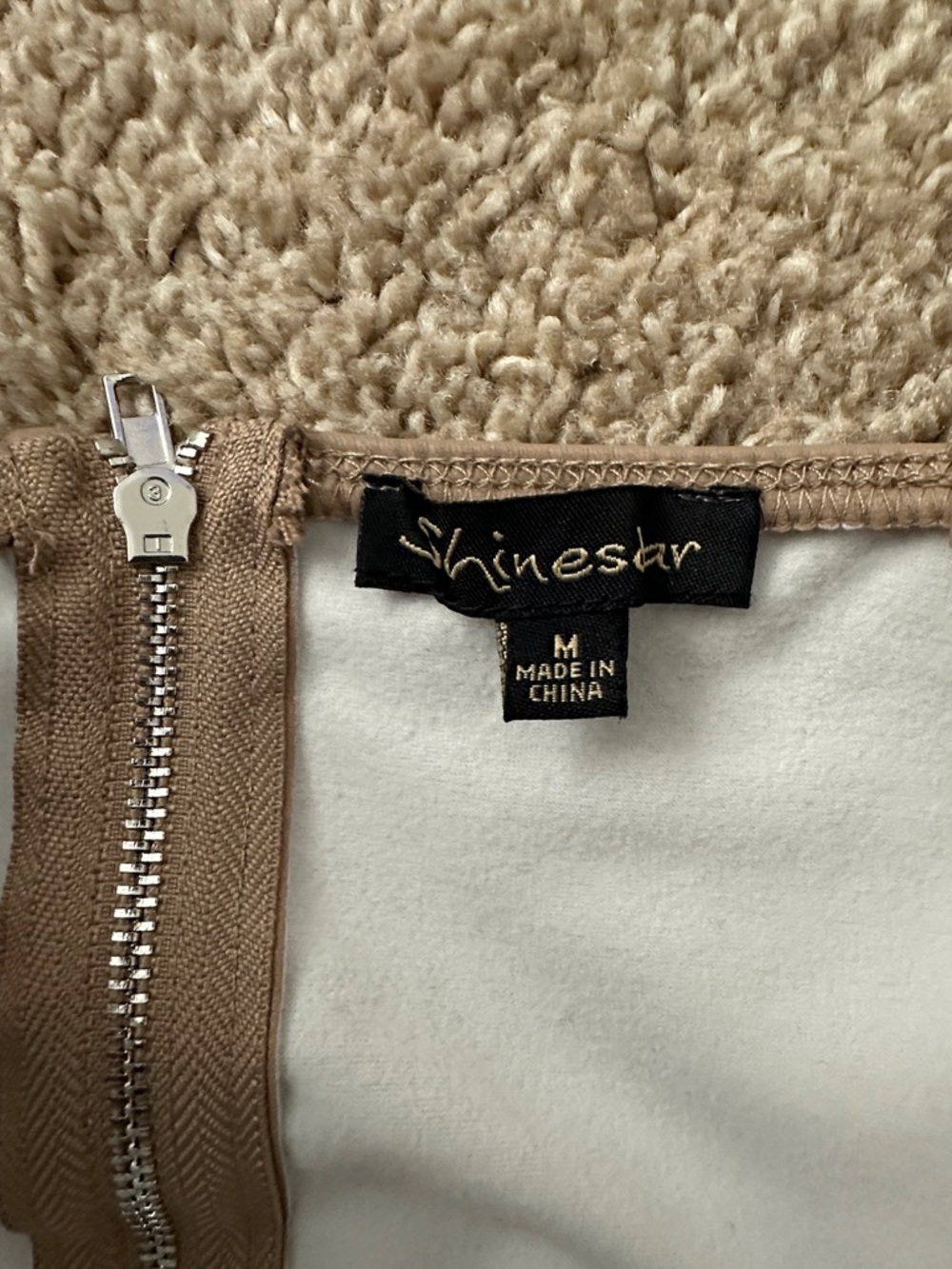 Shinestar Tan Faux Leather Longline Bustier Crop Top - Picture 3 of 4